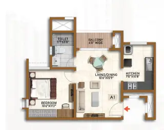 Prestige Shantiniketan 2 BHK Floor Plan